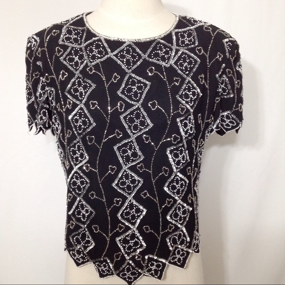 Marina Bead and Sequin S/S Top